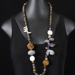 Jasper, Carnelian, Bone Necklace